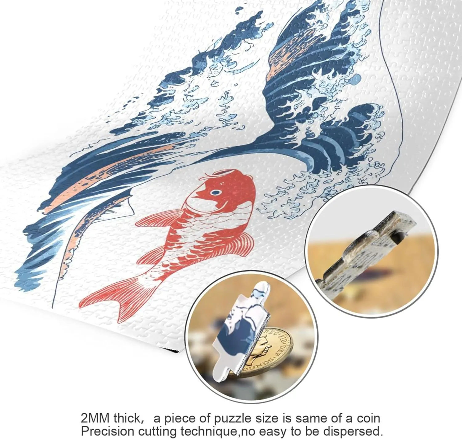 Japan Japanese Print Ukiyo-e Wave Fish Jigsaw Puzzles 500 Pieces Toy Games Educational Gift Home Decor for Adults Kids S0406023