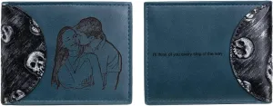 JewelOra Personalized Wallet for Men, Skeletons Wallet Custom Engraved Picture Wallet for Husband Dad Son BF Personalized Gifts for Christmas Birthday Anniversary Father's Day(Blue)