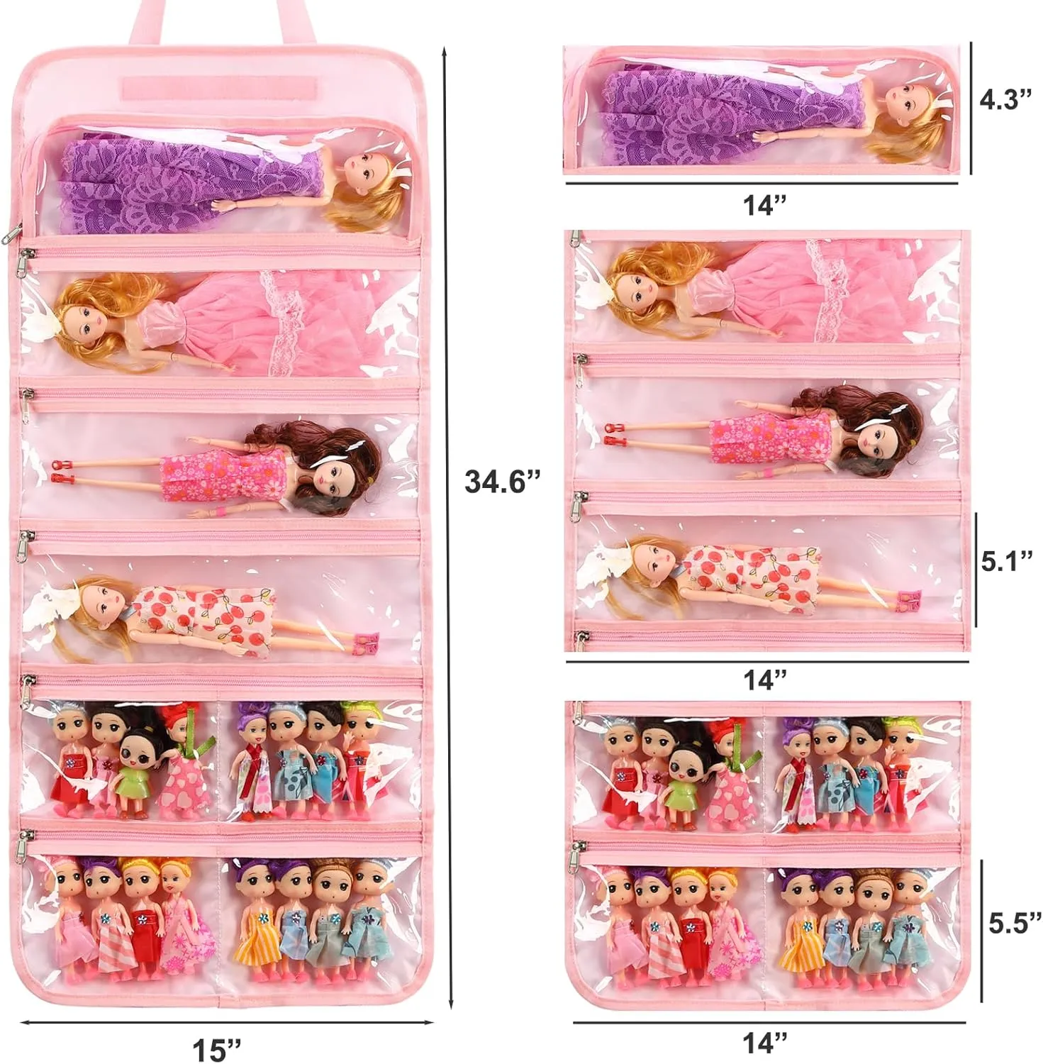 JIANYA Dolls Storage Bag Toys Display Carrying Storage Organizer Clear View Compatible with All Surprise Dolls Small Toy, Mermaid Scales