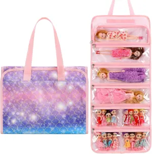 JIANYA Dolls Storage Bag Toys Display Carrying Storage Organizer Clear View Compatible with All Surprise Dolls Small Toy, Mermaid Scales