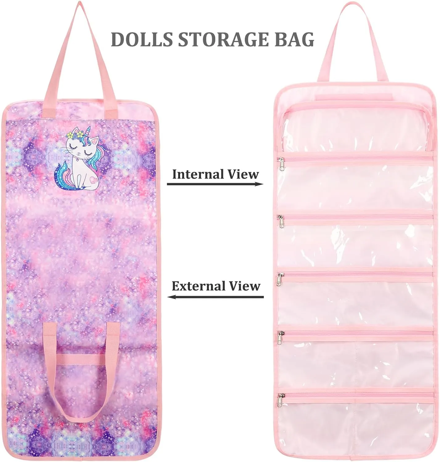 JIANYA Dolls Storage Bag Toys Display Carrying Storage Organizer Clear View Compatible with All Surprise Dolls Small Toy, Mermaid Scales