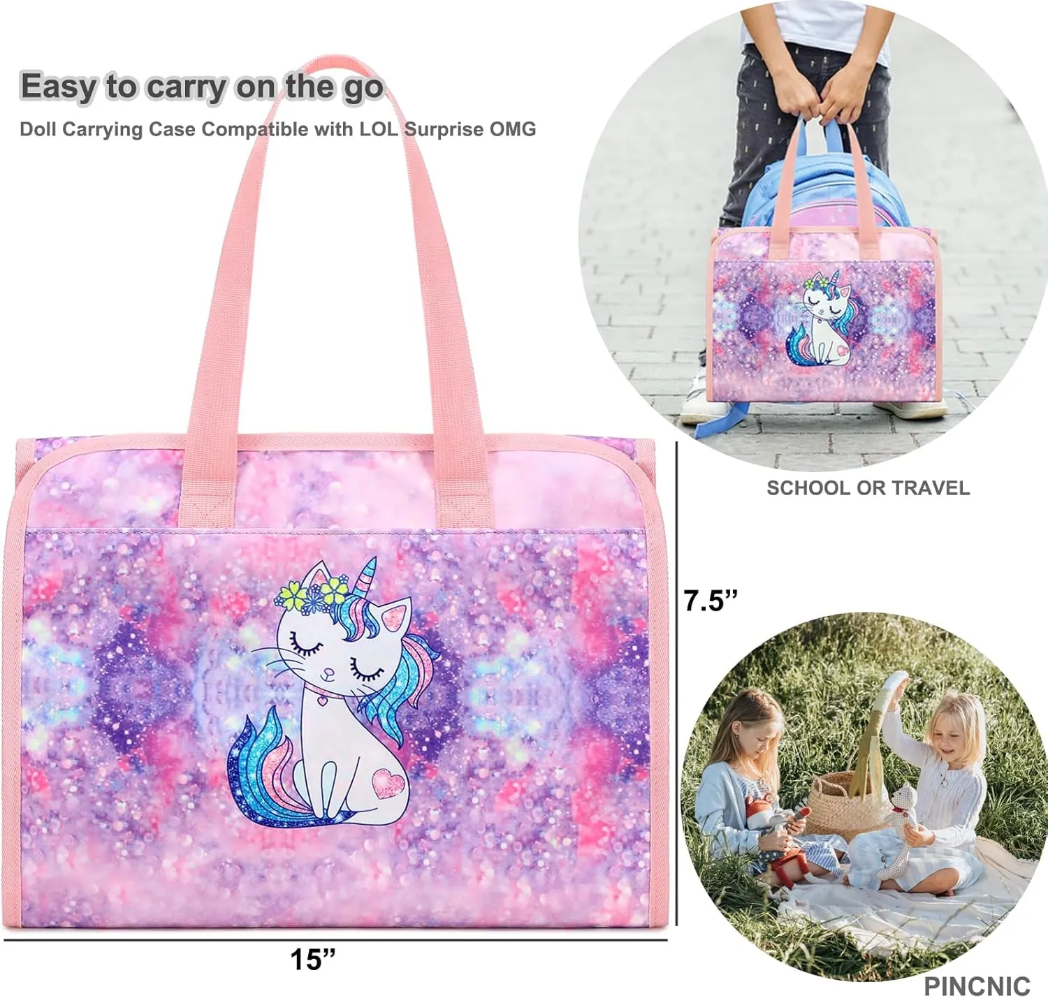 JIANYA Dolls Storage Bag Toys Display Carrying Storage Organizer Clear View Compatible with All Surprise Dolls Small Toy, Mermaid Scales