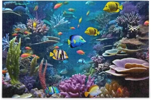 Jigsaw Puzzle Colorful Fish Pattern 1000 Piece Large Puzzle Game Artwork for Adults Teens