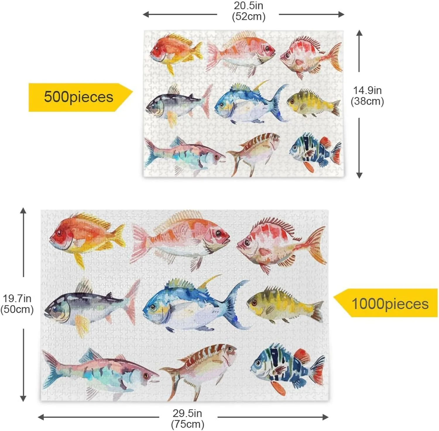 Jigsaw Puzzle Fish Colorful White for Adults 500 Pieces, Impossible Challenging Hard Difficult Puzzles for Adults Jigsaw Puzzles for Party Entertainment Family Games