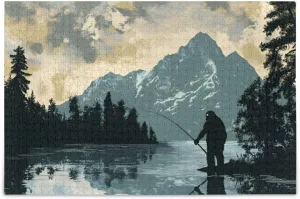 Jigsaw Puzzle Fishing Sasquatch Landscape for Adults 500 Pieces, Impossible Challenging Hard Difficult Puzzles for Adults Jigsaw Puzzles for Party Entertainment Family Games
