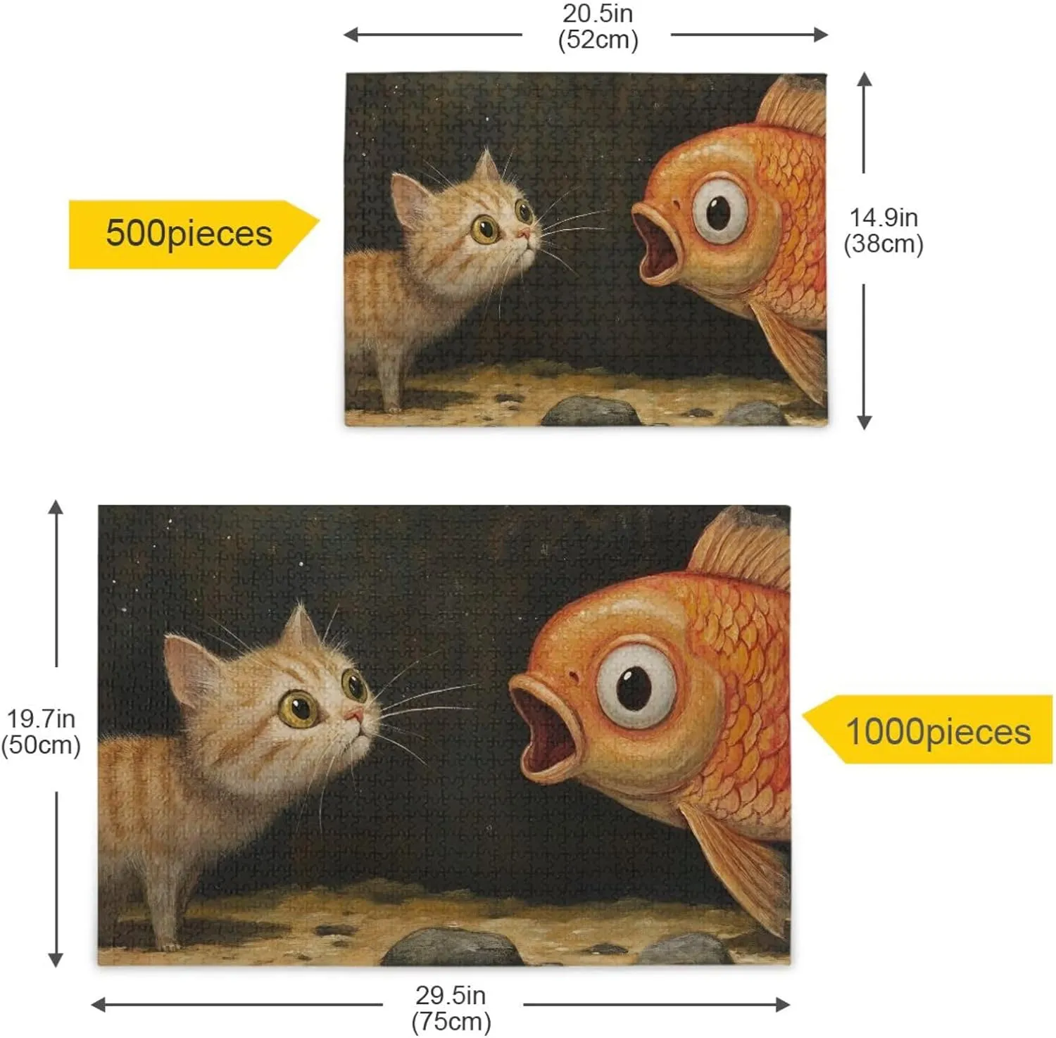 Jigsaw Puzzle Funny Cat Fish for Adults 500 Pieces, Impossible Challenging Hard Difficult Puzzles for Adults Jigsaw Puzzles for Party Entertainment Family Games