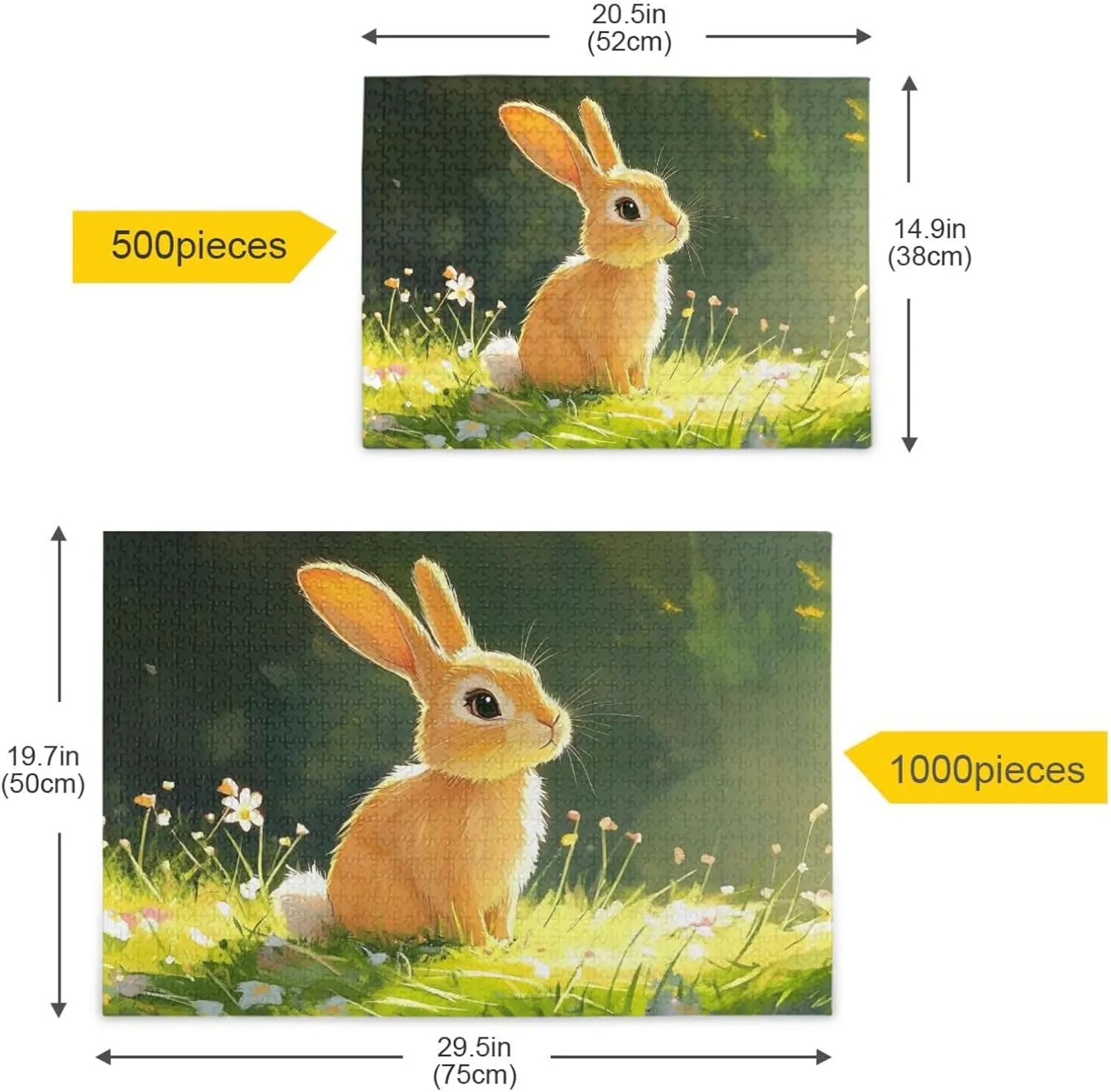 Jigsaw Puzzle Rabbit Grassland Cute for Adults 500 Pieces, Impossible Challenging Hard Difficult Puzzles for Adults Jigsaw Puzzles for Party Entertainment Family Games
