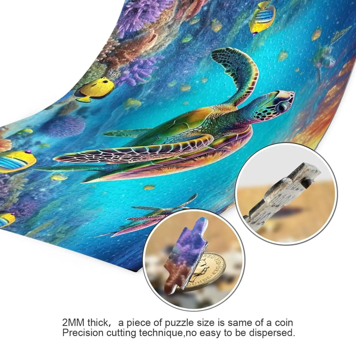 Jigsaw Puzzles 1000 Pieces for Adults Kids Underwater Sea Turtle Tropical Fish Game Artwork Toy Gifts 202A2180