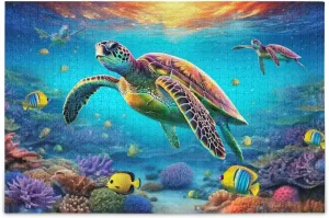 Jigsaw Puzzles 1000 Pieces for Adults Kids Underwater Sea Turtle Tropical Fish Game Artwork Toy Gifts 202A2180