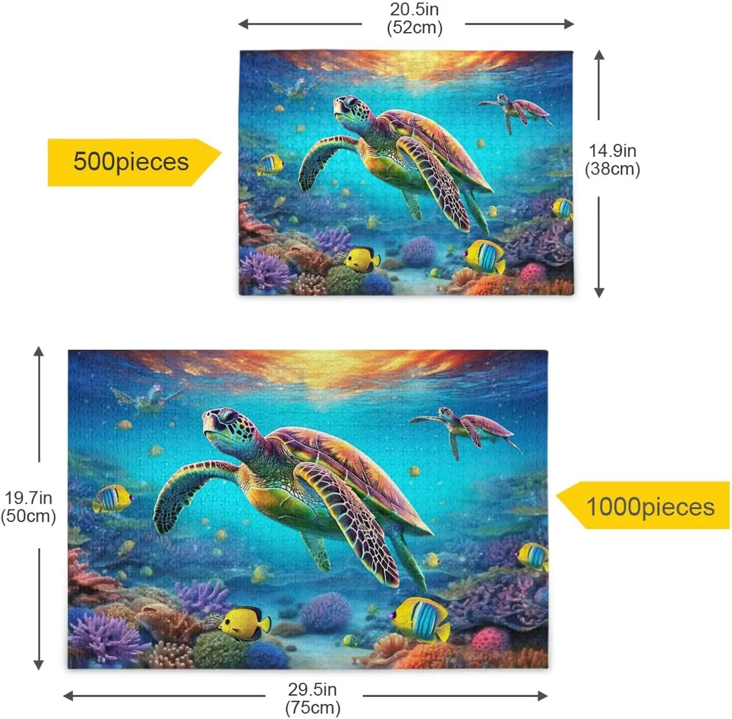 Jigsaw Puzzles 1000 Pieces for Adults Kids Underwater Sea Turtle Tropical Fish Game Artwork Toy Gifts 202A2180