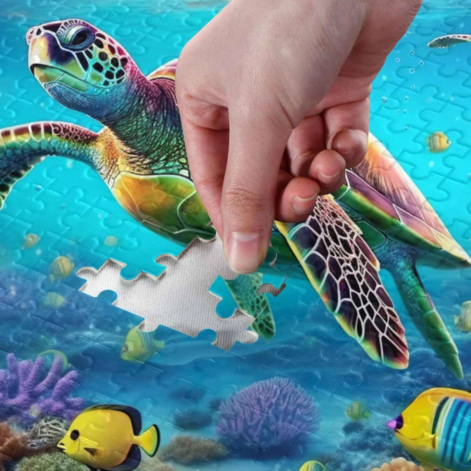 Jigsaw Puzzles 1000 Pieces for Adults Kids Underwater Sea Turtle Tropical Fish Game Artwork Toy Gifts 202A2180