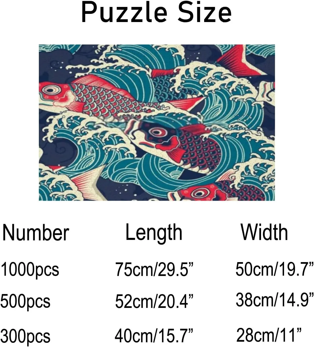 Jigsaw Puzzles Colorful Fish Wave Pattern Blue Toy Kid Educational Games Brain Challenge Adults Art DIY Child Leisure Game Suitable Family Friends 500PCS