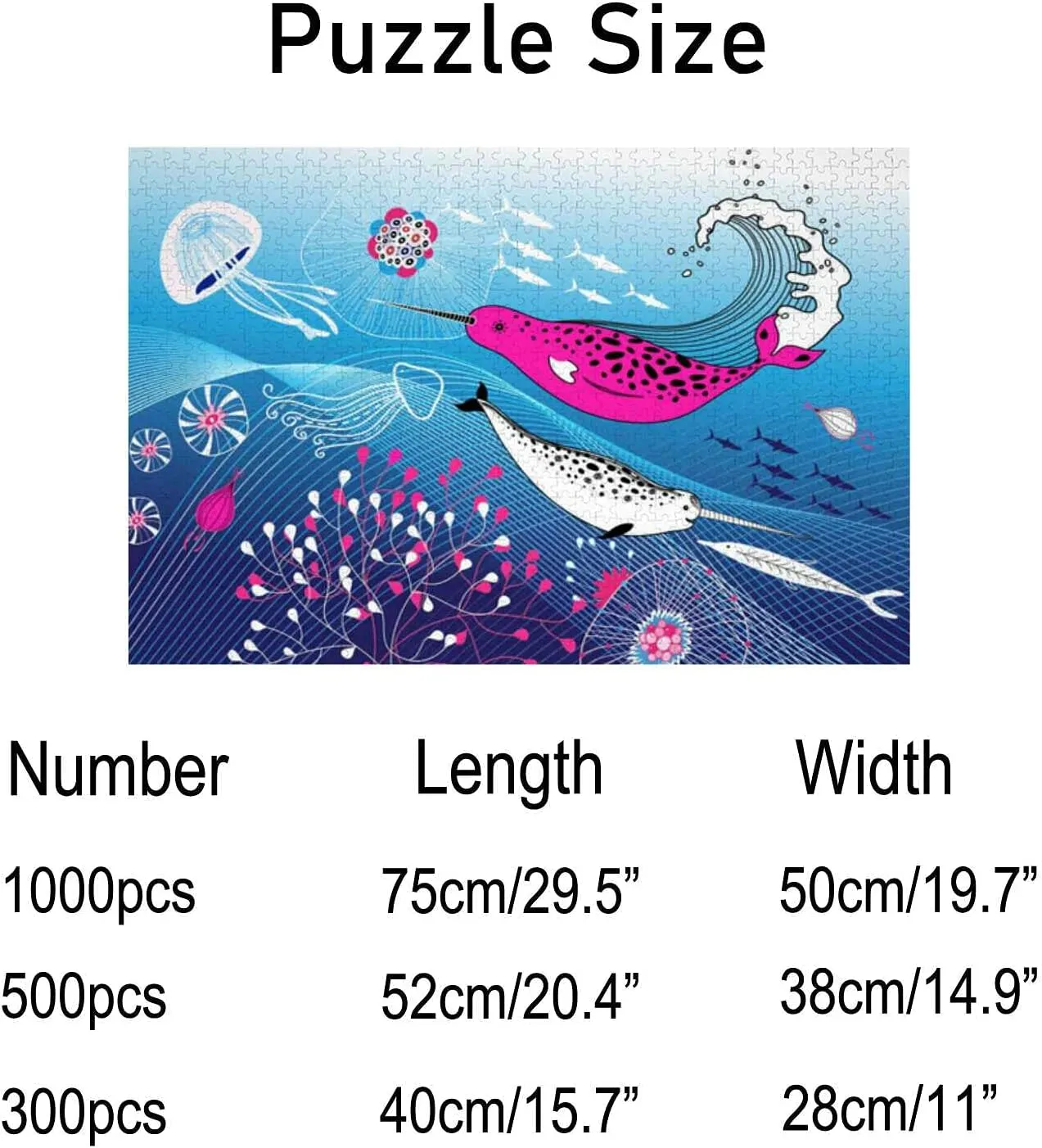 Jigsaw Puzzles Marine Fish Blue Toy Kid Educational Games Brain Challenge Adults Art DIY Child Leisure Game Suitable Family Friends 300PCS