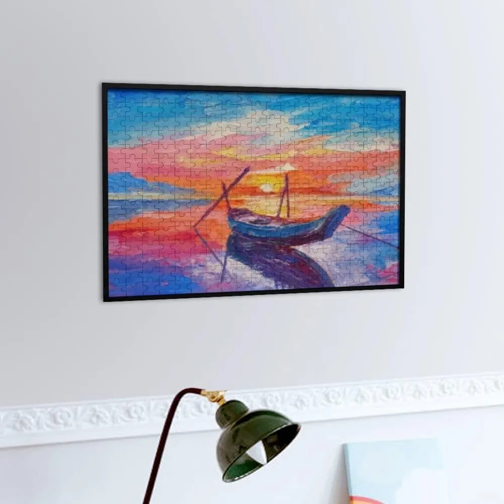 Jigsaw Puzzles Oil Painting Fishing Boats Toy Kid Educational Games Brain Challenge Adults Art DIY Child Leisure Game Suitable Family Friends 500PCS