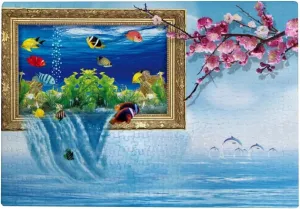 Jigsaw Puzzles Toy Kid Educational Games Brain Challenge Adults Art DIY ﻿Aquarium Water Flows Down Sakura Child Leisure Game Suitable Family Friends 500PCS