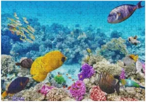 Jigsaw Puzzles Underwater World Corals Tropical Fish Blue Toy Kid Educational Games Brain Challenge Adults Art DIY Child Leisure Game Suitable Family Friends 500PCS