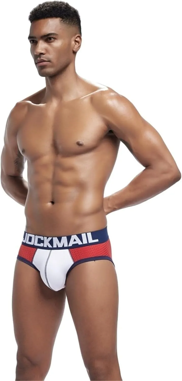 JOCKMAIL Men's Underwear Briefs Mesh Breathable Men Briefs Low Rise Briefs Comfortable Panties for Men 4PCS/Pack