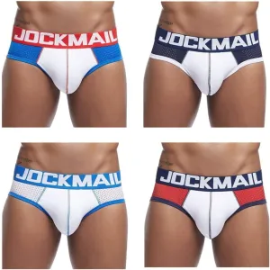JOCKMAIL Men's Underwear Briefs Mesh Breathable Men Briefs Low Rise Briefs Comfortable Panties for Men 4PCS/Pack