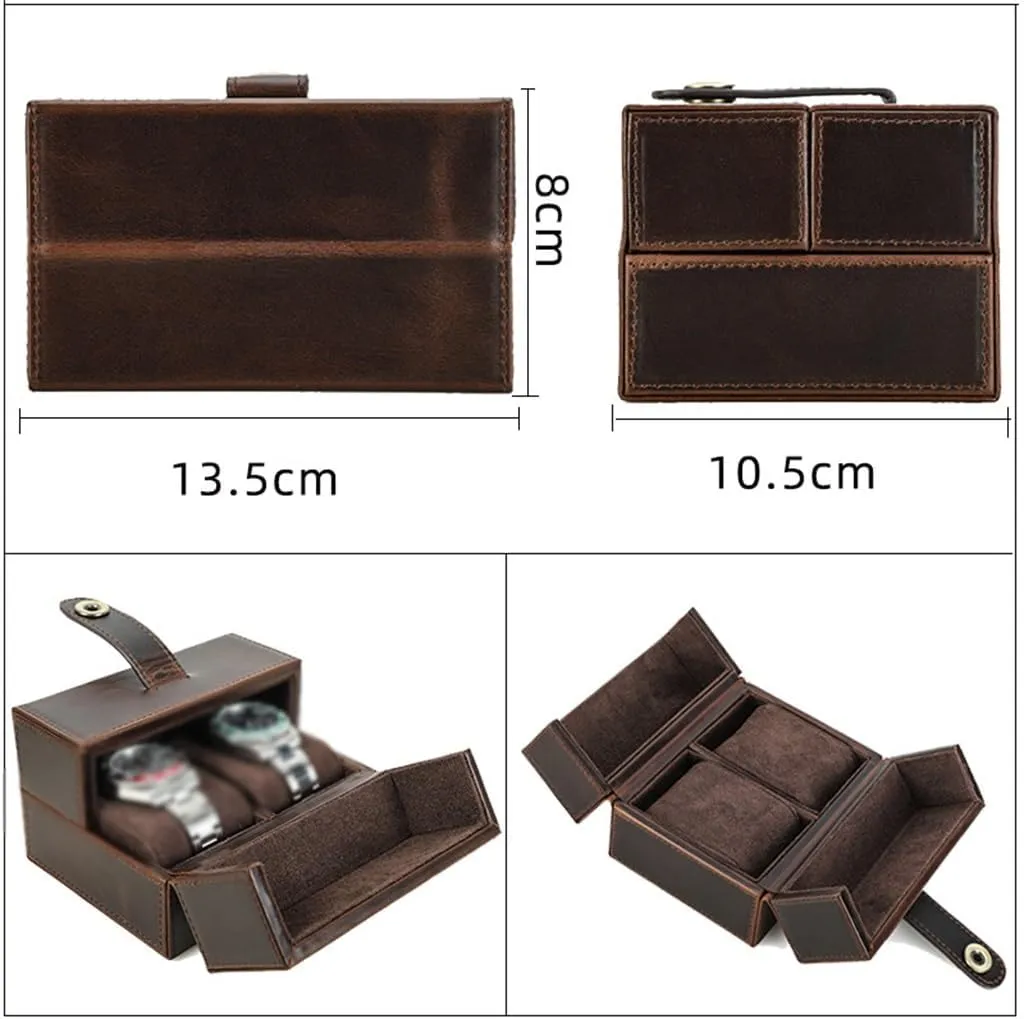 JSEIAJB Handmade Portable Mechanical Watch Case With Leather, Anti Drop Travel Watch Storage Box
