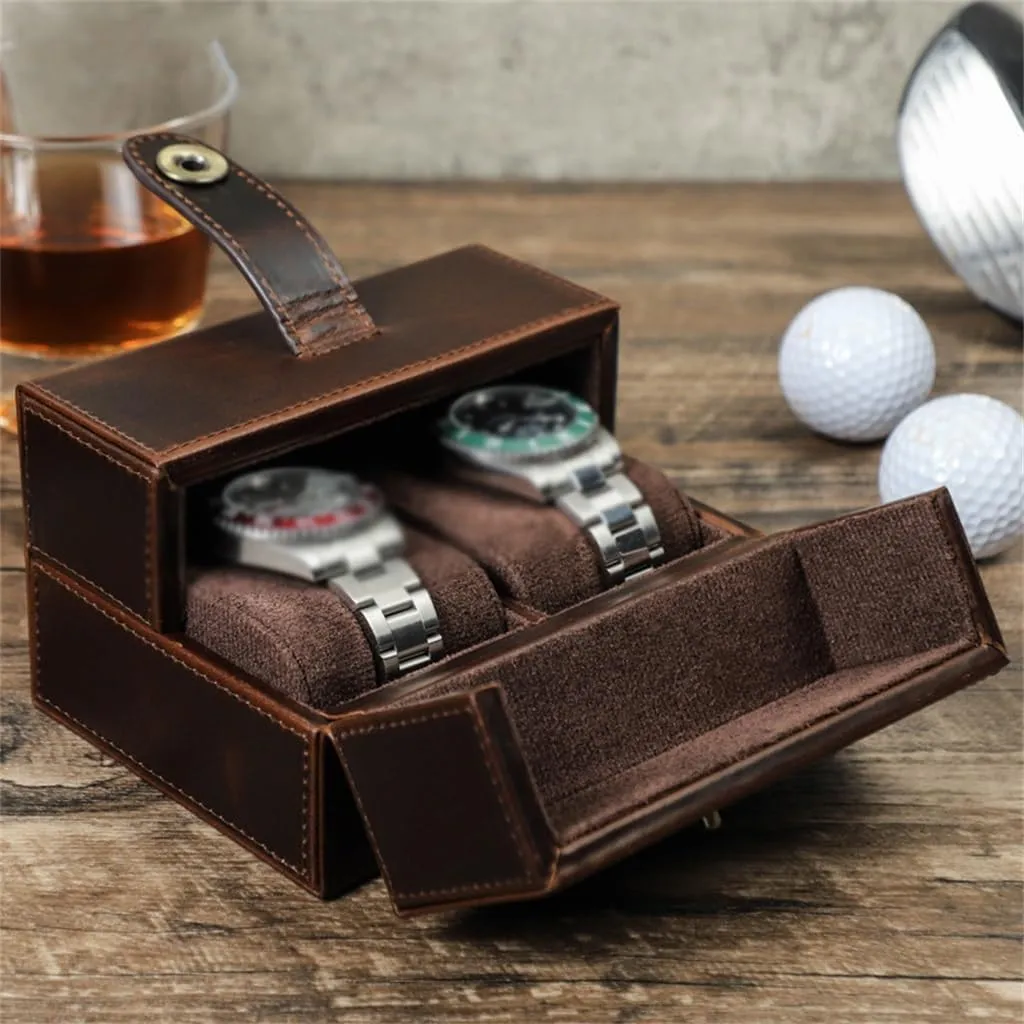 JSEIAJB Handmade Portable Mechanical Watch Case With Leather, Anti Drop Travel Watch Storage Box