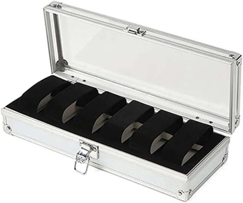 JSEIAJB Useful Jewelry Wrist Watches Holder Display Storage Box Aluminium Square Case Watch Holder Box Organizer
