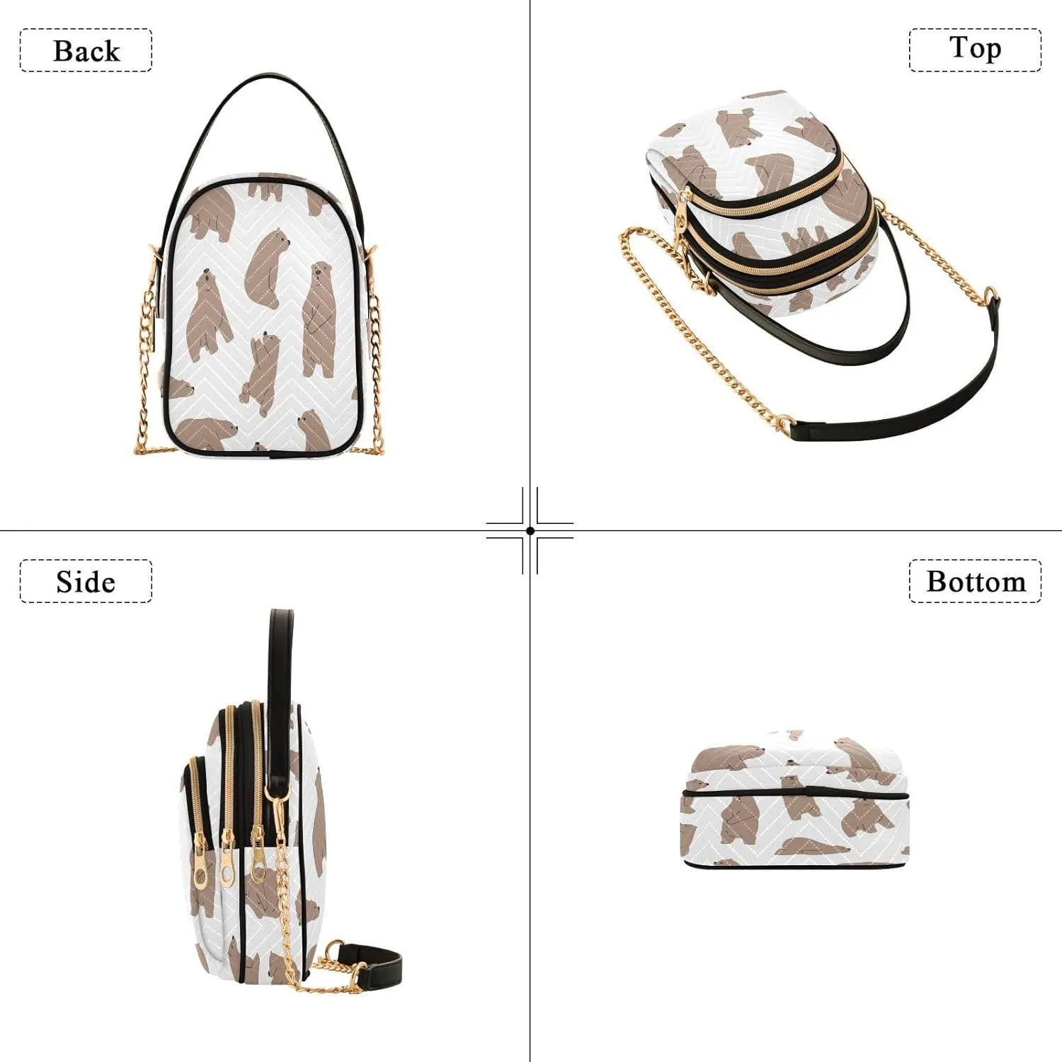 JSTEL Small Crossbody Bag for Women with Compartments,Long Gold Chain Crossbody Purse Polyester Phone Purse Wallet
