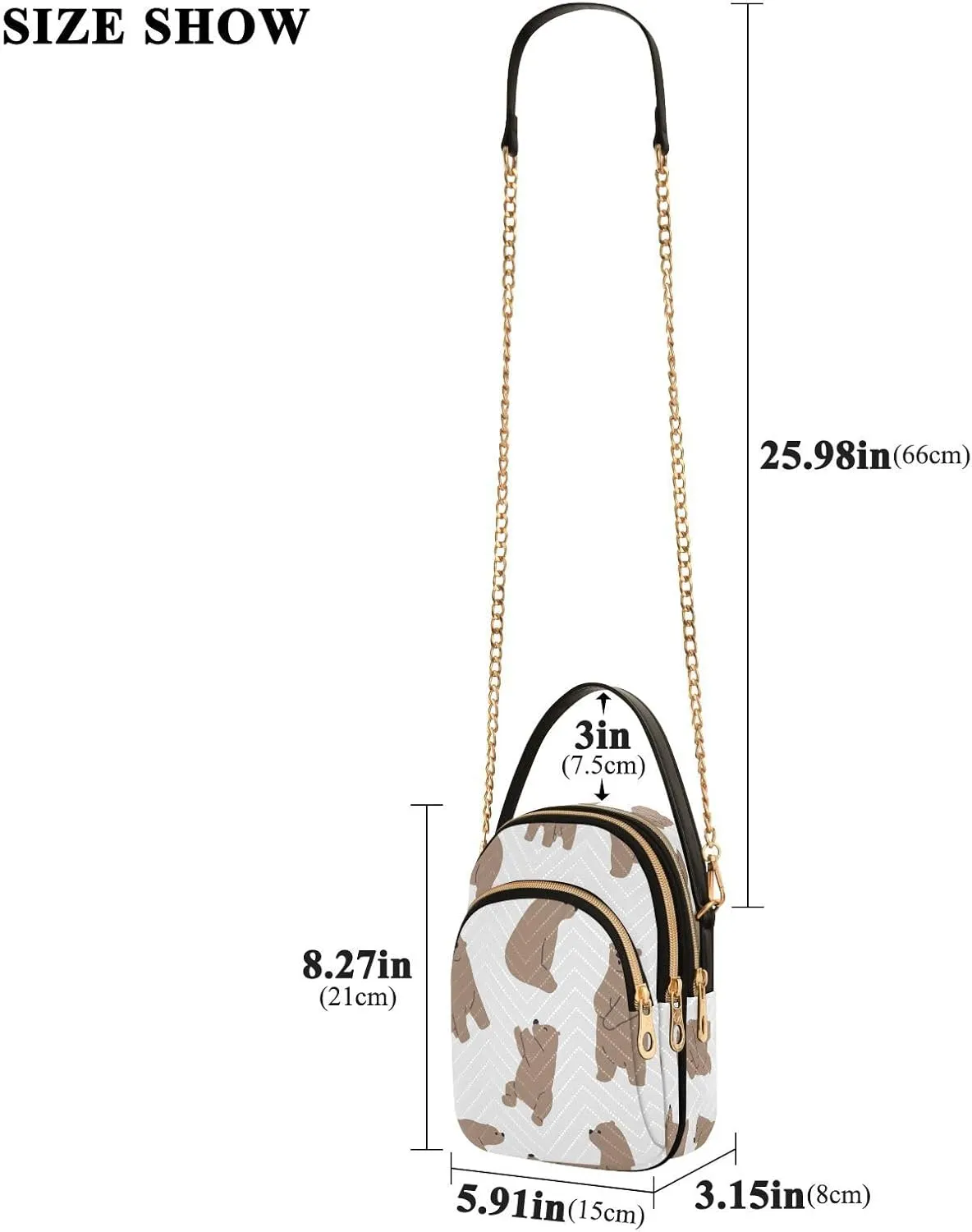 JSTEL Small Crossbody Bag for Women with Compartments,Long Gold Chain Crossbody Purse Polyester Phone Purse Wallet