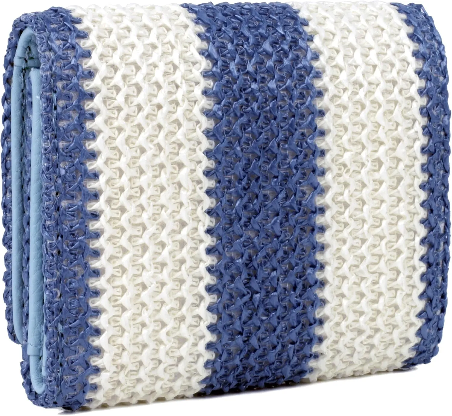 Julia Buxton Striped Straw Vegan Leather Medium Trifold