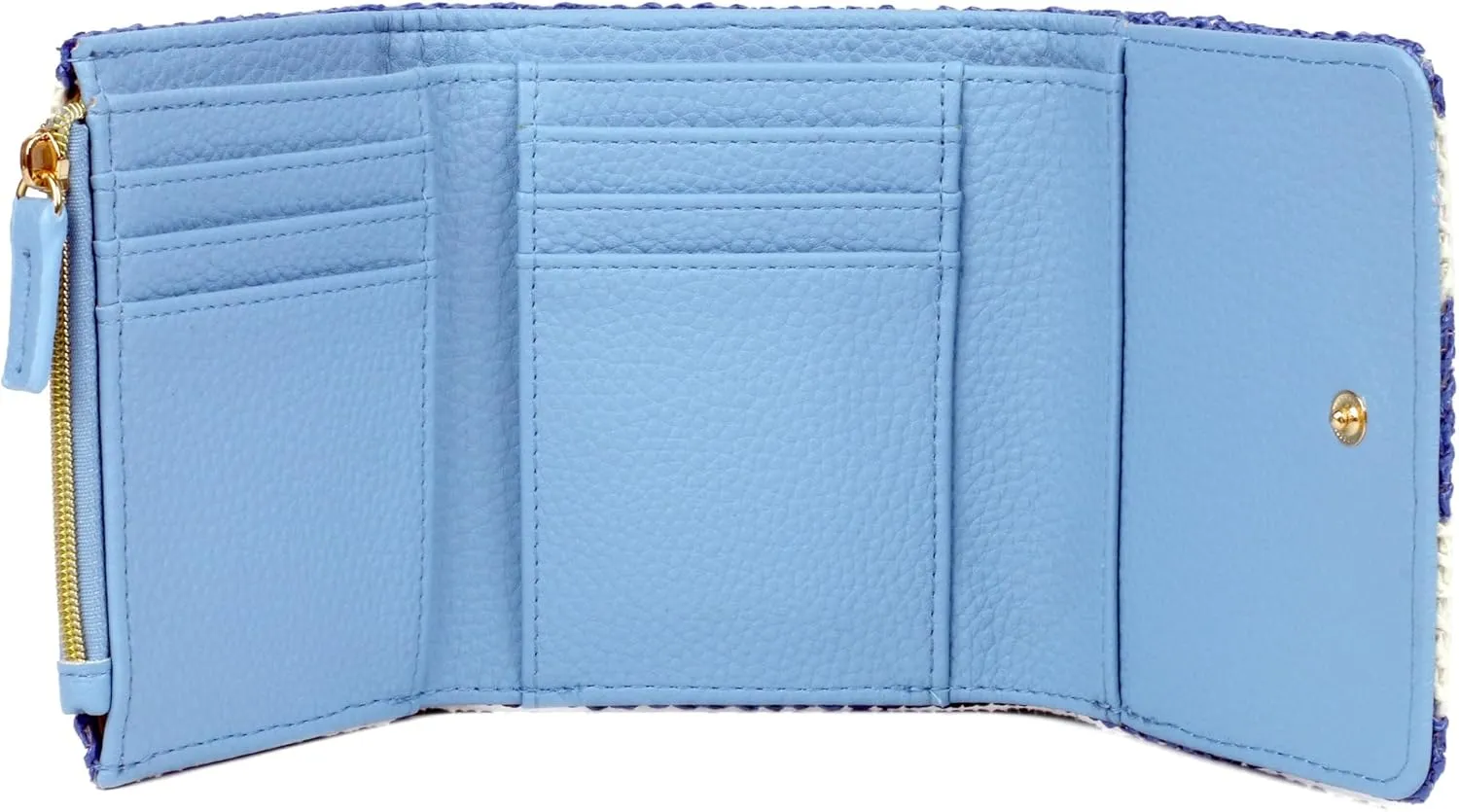 Julia Buxton Striped Straw Vegan Leather Medium Trifold