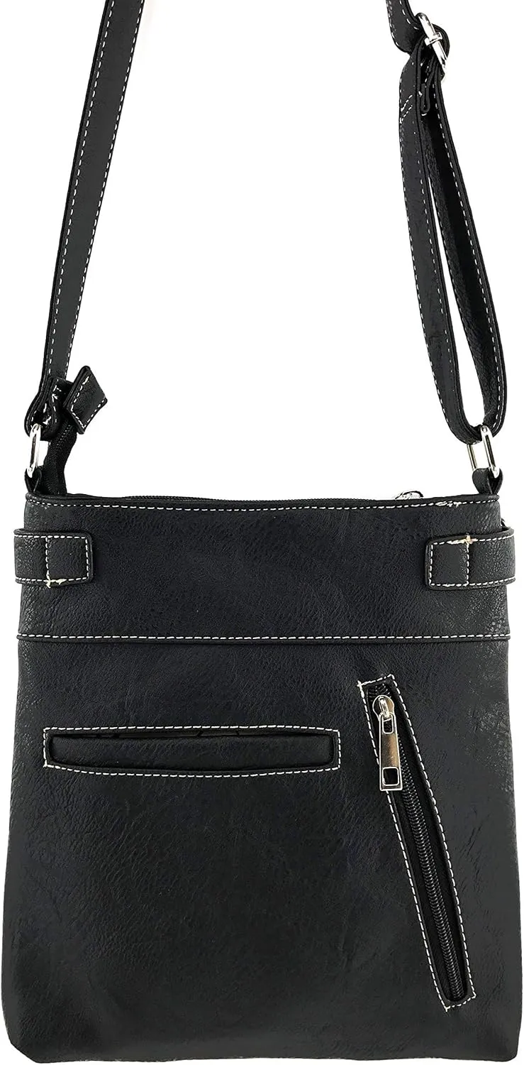 Justin West Rhinestone Skull Embroidery Floral Design Shoulder Chain Handbag