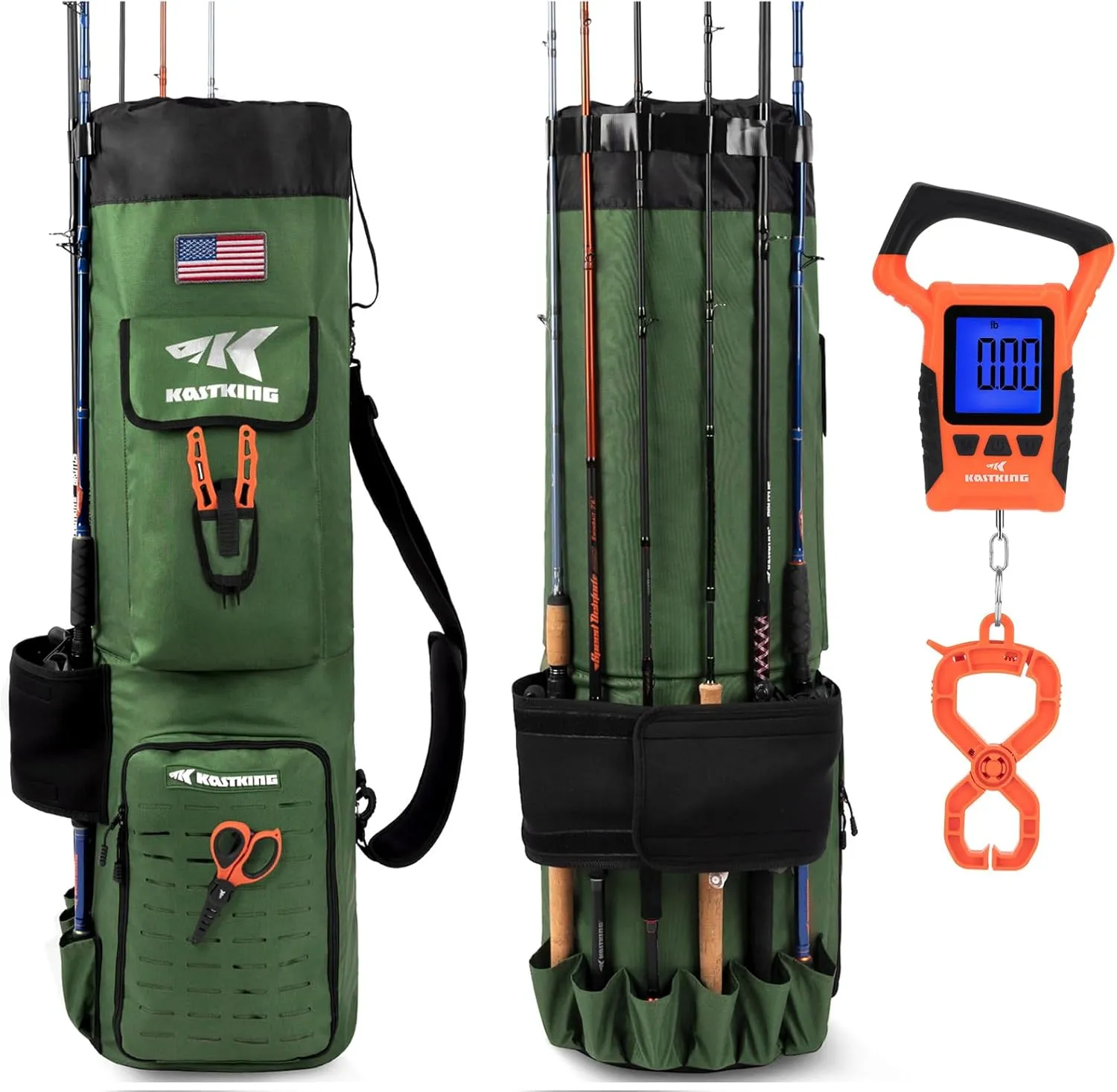 KastKing Karryall Fishing Rod Bag(Green) & WideView Floating Waterproof Fishing Digital Scale