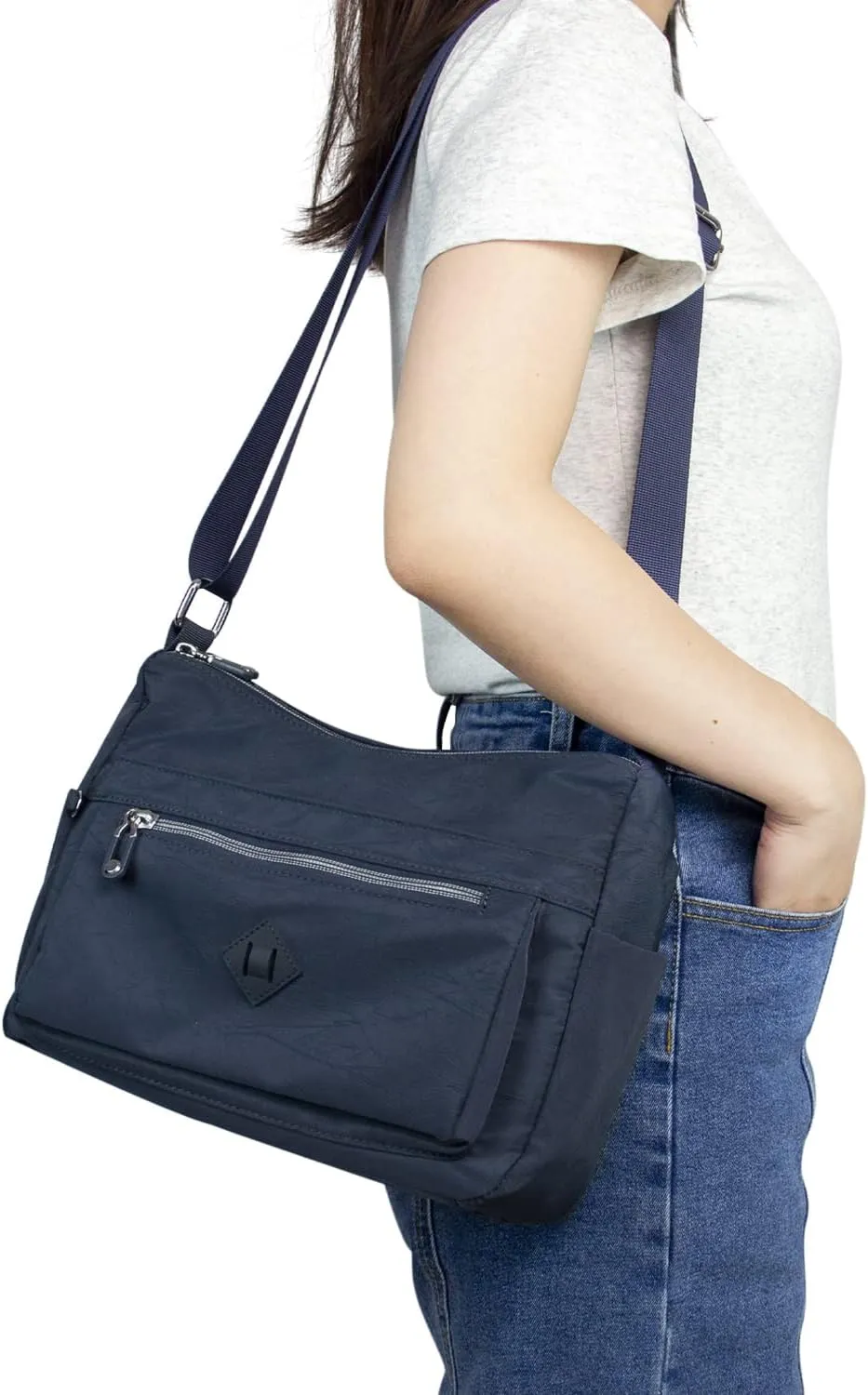 KAUKKO Women Crossbody Bag Handbag Lightweight Shoulder Purse Nylon Multi Pocket Crossbody Bag Ladies Travel Handbag
