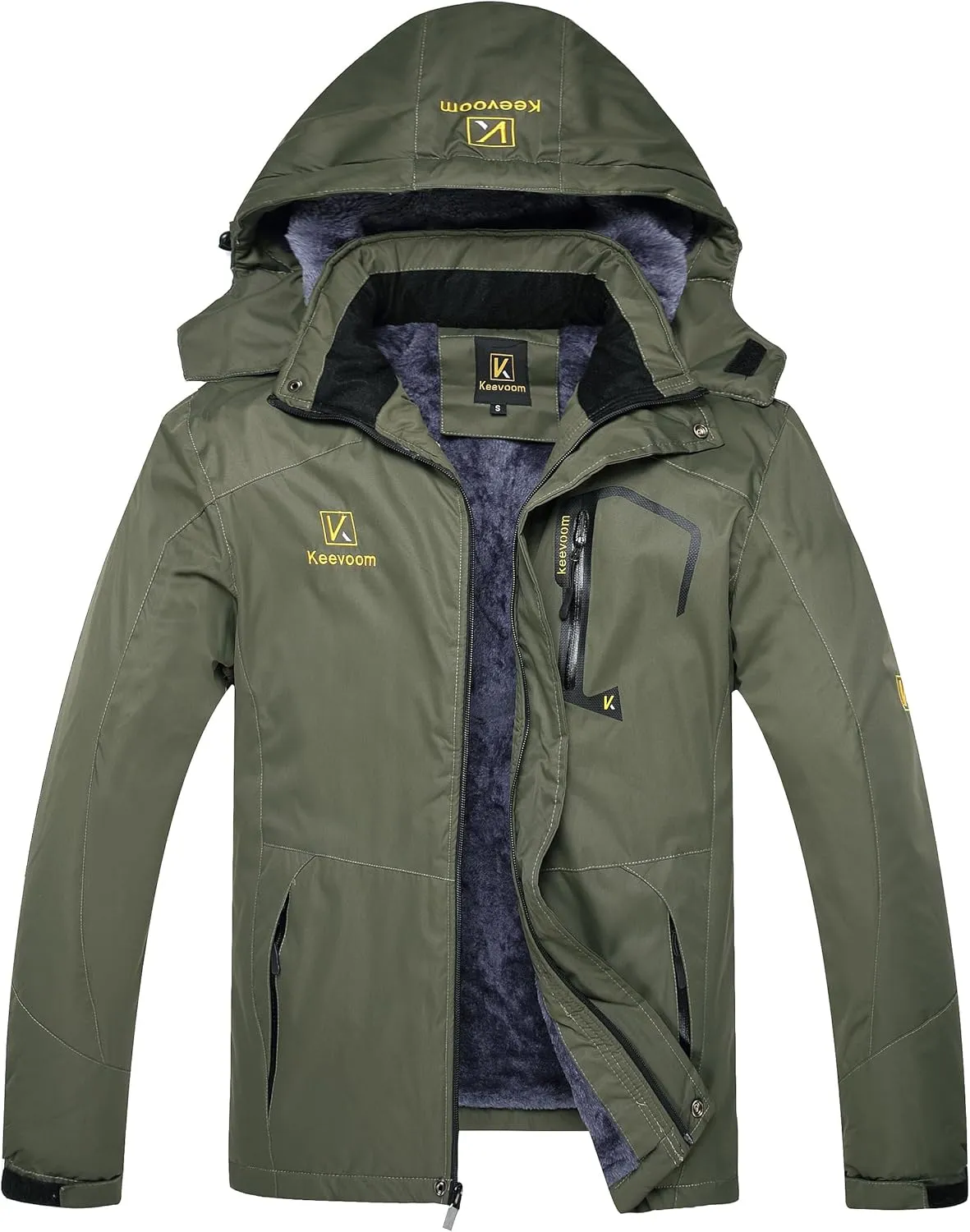 Keevoom Men's Winter Jackets Ski Snow Coats Waterproof Hooded Raincoats Snowboarding