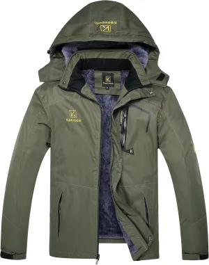 Keevoom Men's Winter Jackets Ski Snow Coats Waterproof Hooded Raincoats Snowboarding