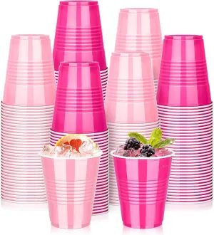 KesaPlan 100 PCS 12 OZ Plastic Cups, Party Cups Light Pink and Hot Pink Cups Disposable Drinking Cup Bulk For Bachelor Party Christmas Graduation Wedding Birthday Halloween Picnic Festive Celebrations
