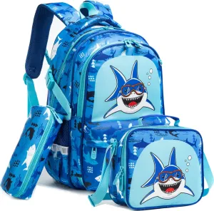 Kids Backpack 16 in School Bookbag with Insulated Lunch Box Pencil Case Lightweight Student Bookbag for Girls and Boys