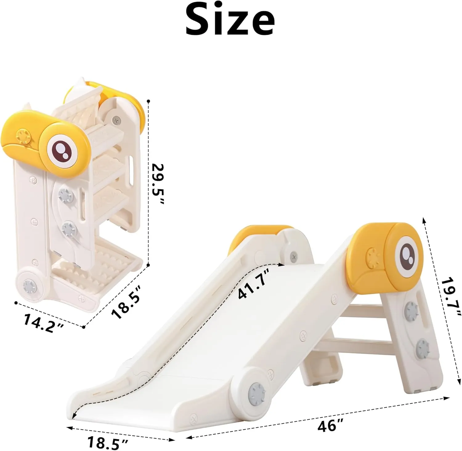 Kids Folding Slide is Suitable for 1-3 Year Old Children in Indoor and Outdoor playgrounds. Easy to Assemble Independent Slide Climbers（White）