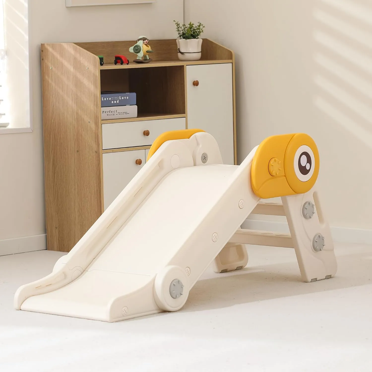 Kids Folding Slide is Suitable for 1-3 Year Old Children in Indoor and Outdoor playgrounds. Easy to Assemble Independent Slide Climbers（White）