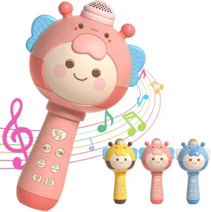 Kids Karaoke Machine,Children’s Karaoke Microphone, Birthday Gifts,Music Toys for Toddlers,Handheld Wireless Microphone,Kids Portable Bluetooth Speaker, Pink