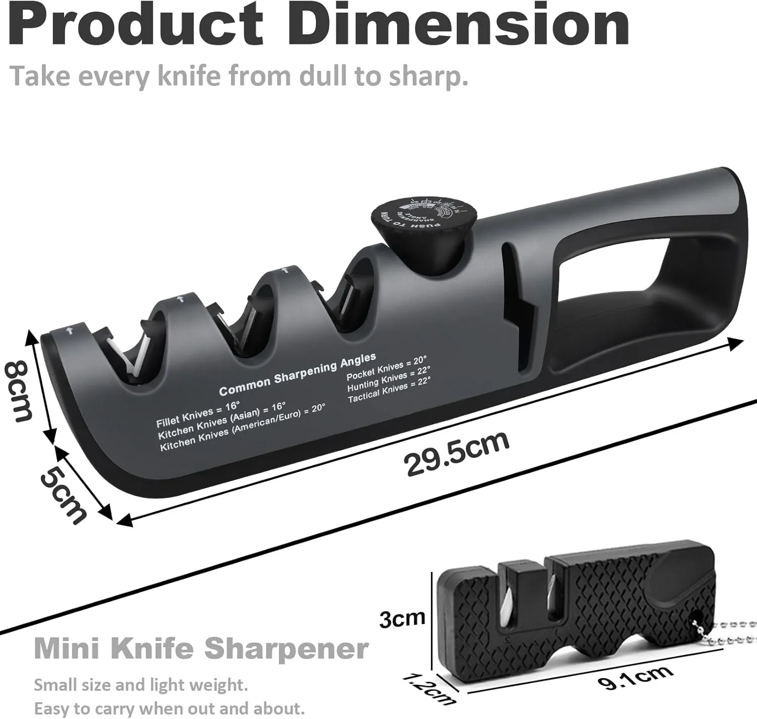 Knife Sharpener, 4-in-1 Knife Sharpeners for Kitchen with Adjustable Sharpening Angle, Manual Knife Blade Sharpener Tool for Repair, Sharpen and Polish Scissors, Professional Chef's Knives (Grey)