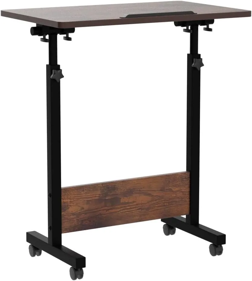 KOUPA Adjustable Mobile Standing Desk Large widths16 in Length 31 in, Rolling Computer Workstation with Lockable Wheels for Home Office, 360 Degree Flip Tilt Foldable Laptop Table Cart for Standing