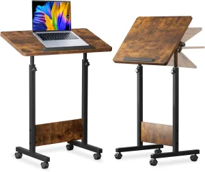 KOUPA Adjustable Mobile Standing Desk Large widths16 in Length 31 in, Rolling Computer Workstation with Lockable Wheels for Home Office, 360 Degree Flip Tilt Foldable Laptop Table Cart for Standing
