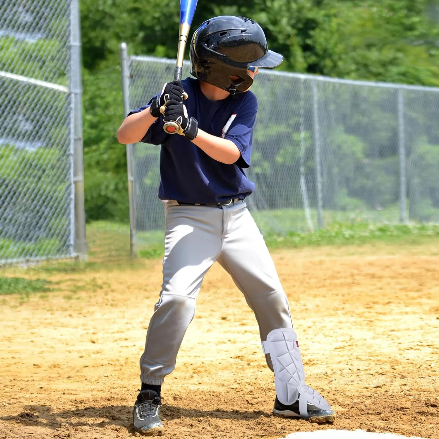 KRUI Baseball Leg Guard, Batter's Leg Guard Softball and Baseball Shin and Foot Guard with Adjustable Straps for Youth and Adult
