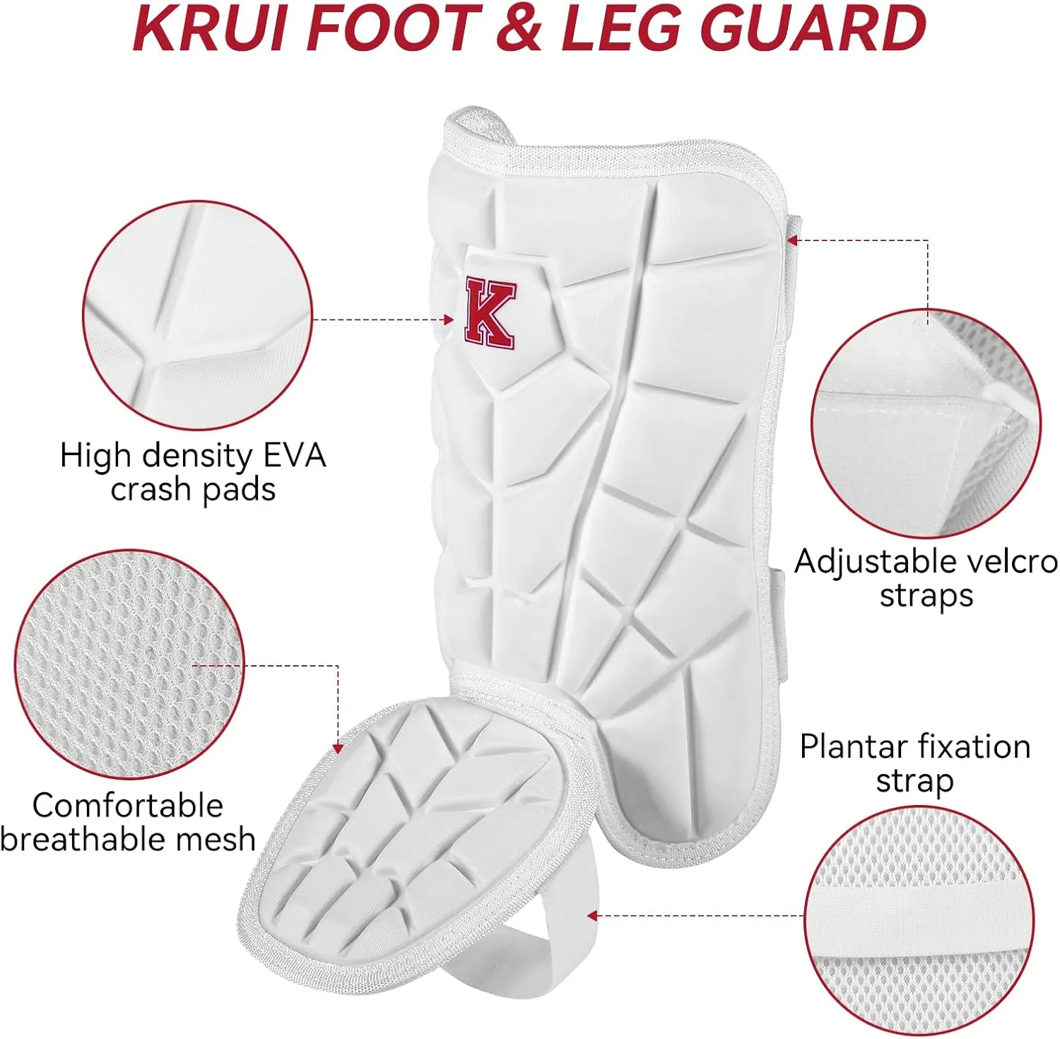 KRUI Baseball Leg Guard, Batter's Leg Guard Softball and Baseball Shin and Foot Guard with Adjustable Straps for Youth and Adult