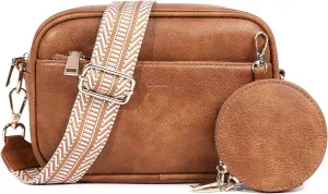 Kseymeir Small Shoulder Crossbody Bag for Women Vegan Leather Handbag Purse Triple Zip Wallet Purse Trendy Bag