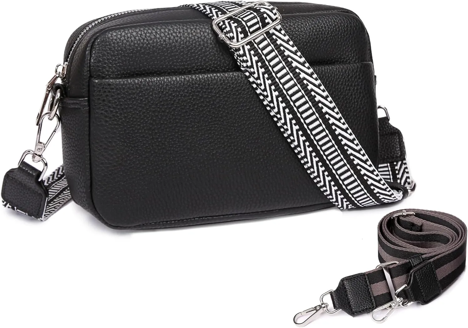 Kseymeir Small Shoulder Crossbody Bag for Women Vegan Leather Handbag Purse Triple Zip Wallet Purse Trendy Bag