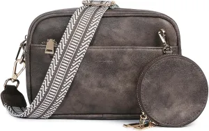 Kseymeir Small Shoulder Crossbody Bag for Women Vegan Leather Handbag Purse Triple Zip Wallet Purse Trendy Bag