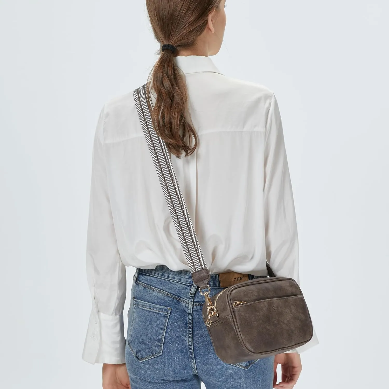Kseymeir Small Shoulder Crossbody Bag for Women Vegan Leather Handbag Purse Triple Zip Wallet Purse Trendy Bag