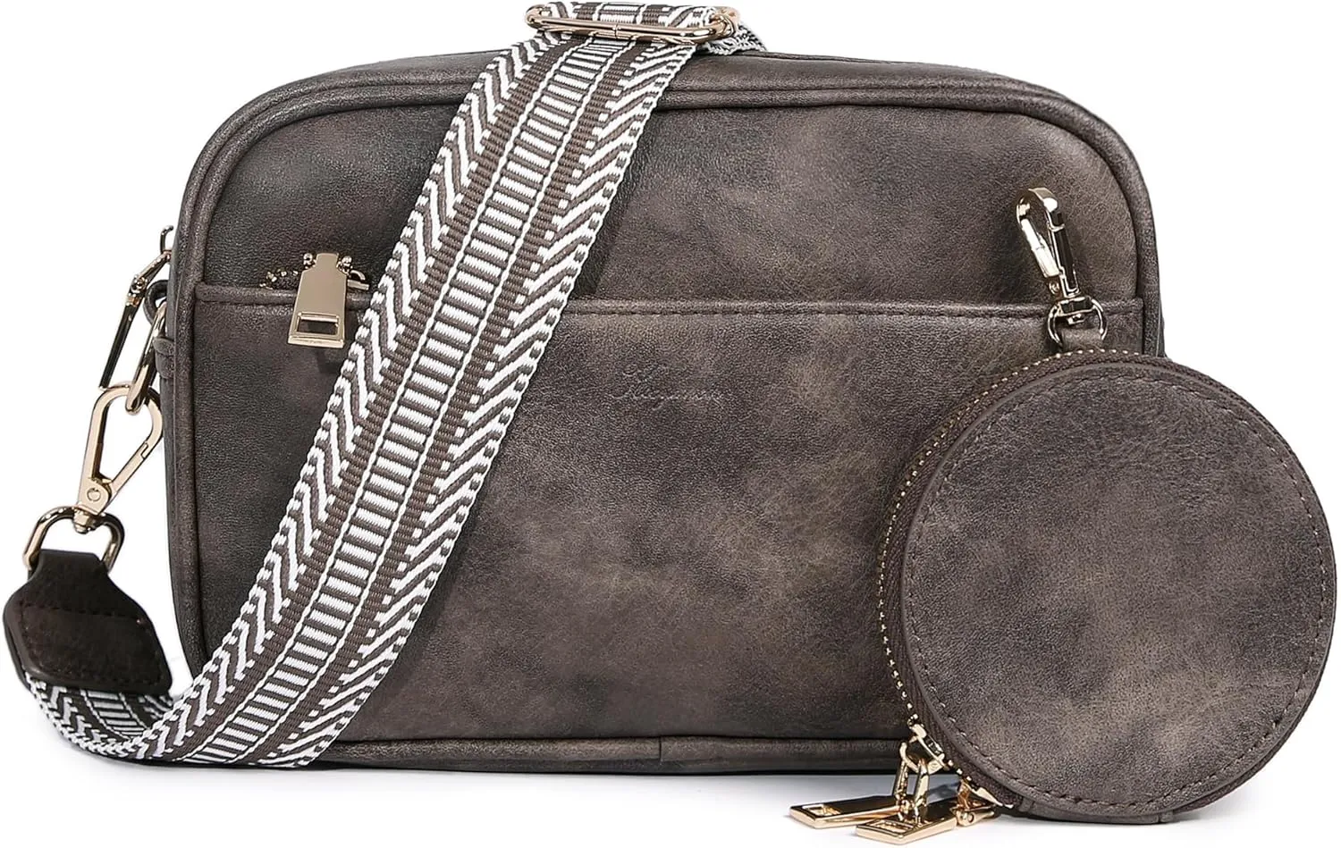 Kseymeir Small Shoulder Crossbody Bag for Women Vegan Leather Handbag Purse Triple Zip Wallet Purse Trendy Bag
