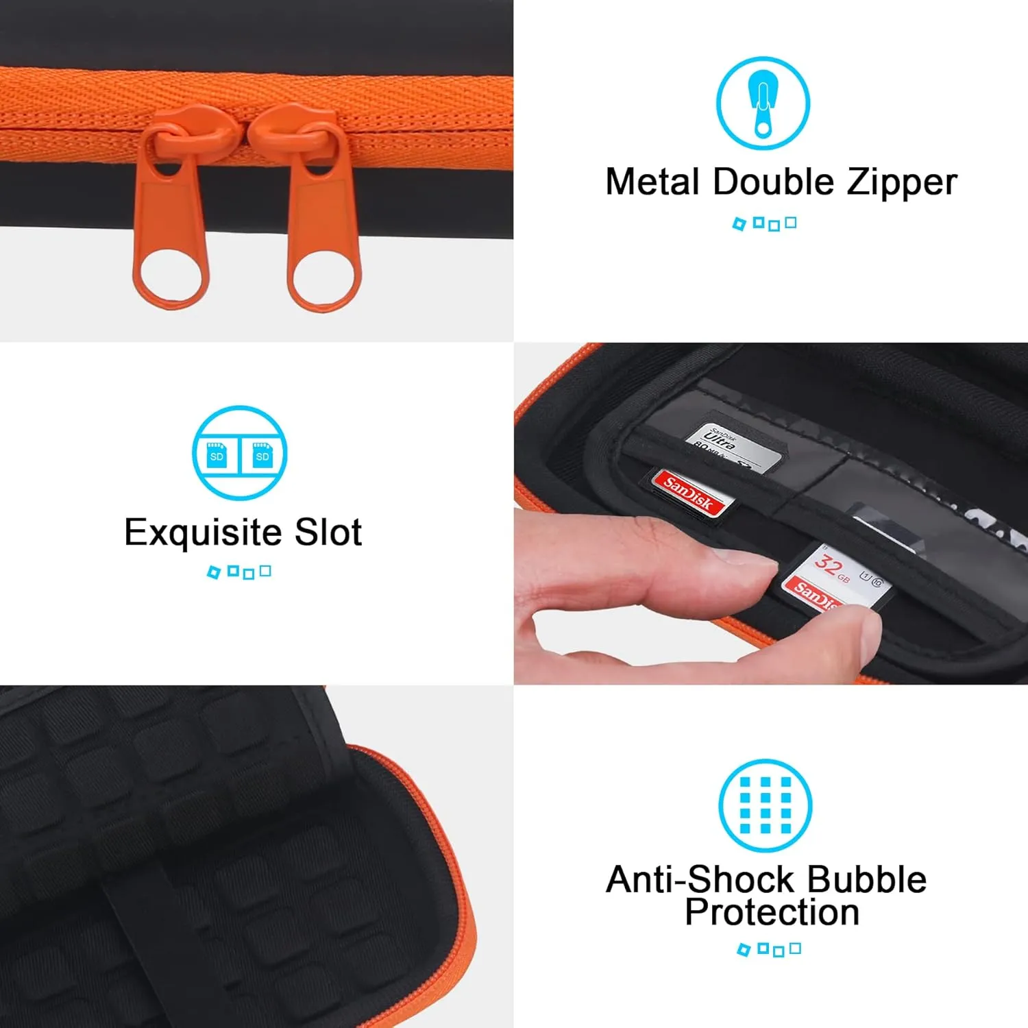 Lacdo Hard Carrying Case for SanDisk Extreme Pro/SanDisk Extreme Portable External SSD 500GB 1TB 2TB 4TB 8TB USB-C Solid State Drive Shockproof Water Repellent Protective Storage Travel Bag, Orange